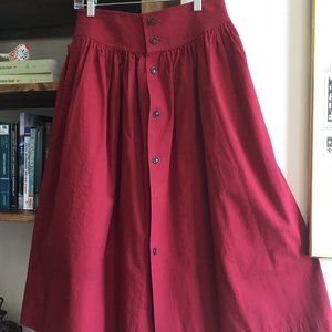Red A-Line Skirt High Waisted